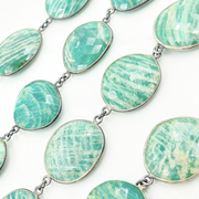 Amazonite Oval Shape Oxidized Wire Chains